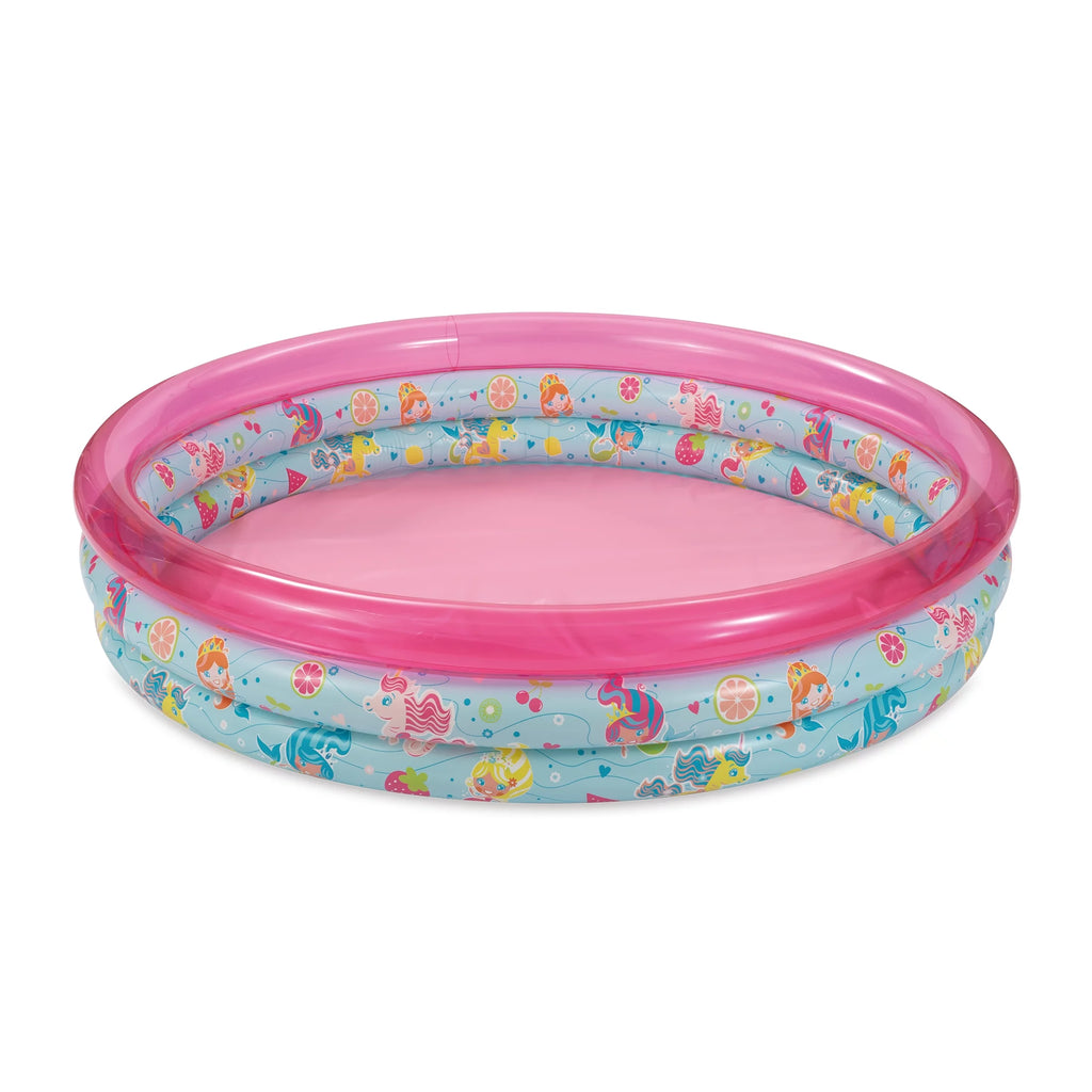 Round Inflatable 3-Ring Kiddie Splash Play Pool Pink R194890
