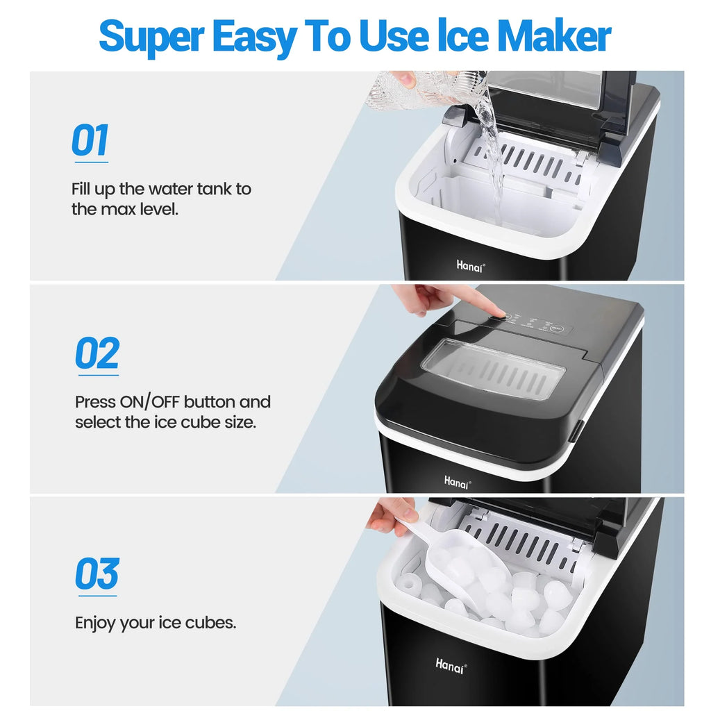 Black Portable Compact Countertop Ice Maker G12211