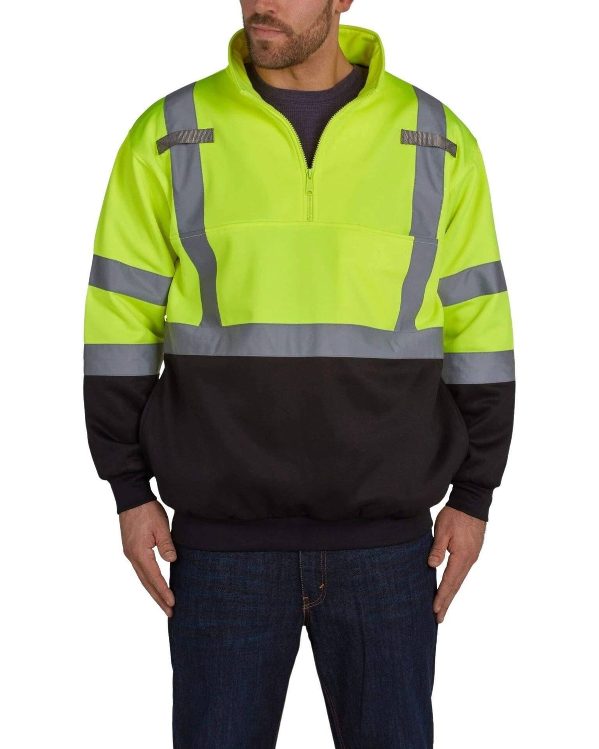 High Visibility 0.25 Zip Pullover Soft Shell Class 3 4X Black-Yellow L52044
