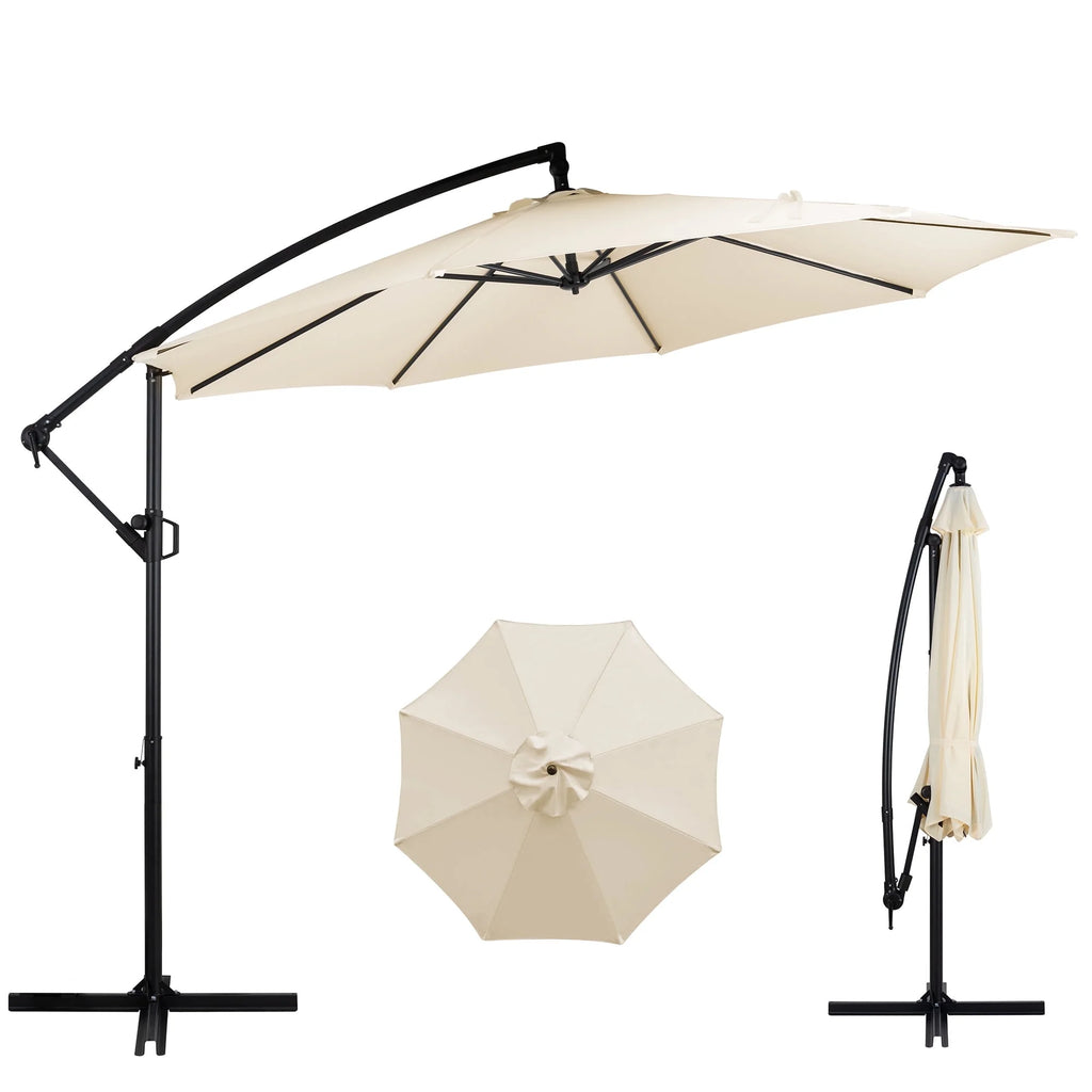 Dark Gray Offset Cantilever Umbrella with Cross Base S8111