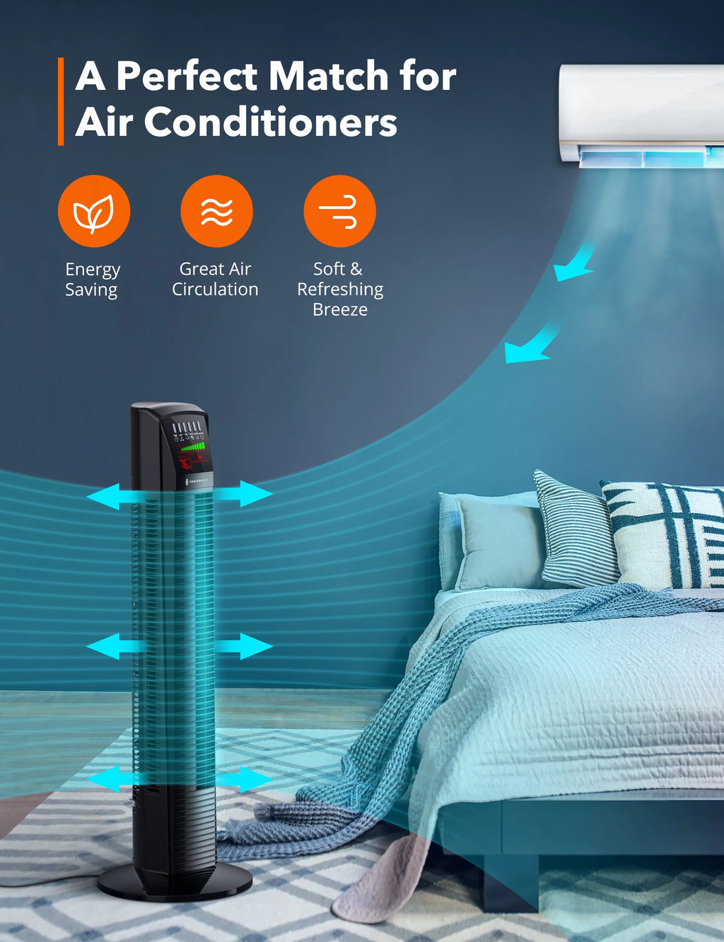 Bladeless Oscillating Tower Fan with Remote L392850
