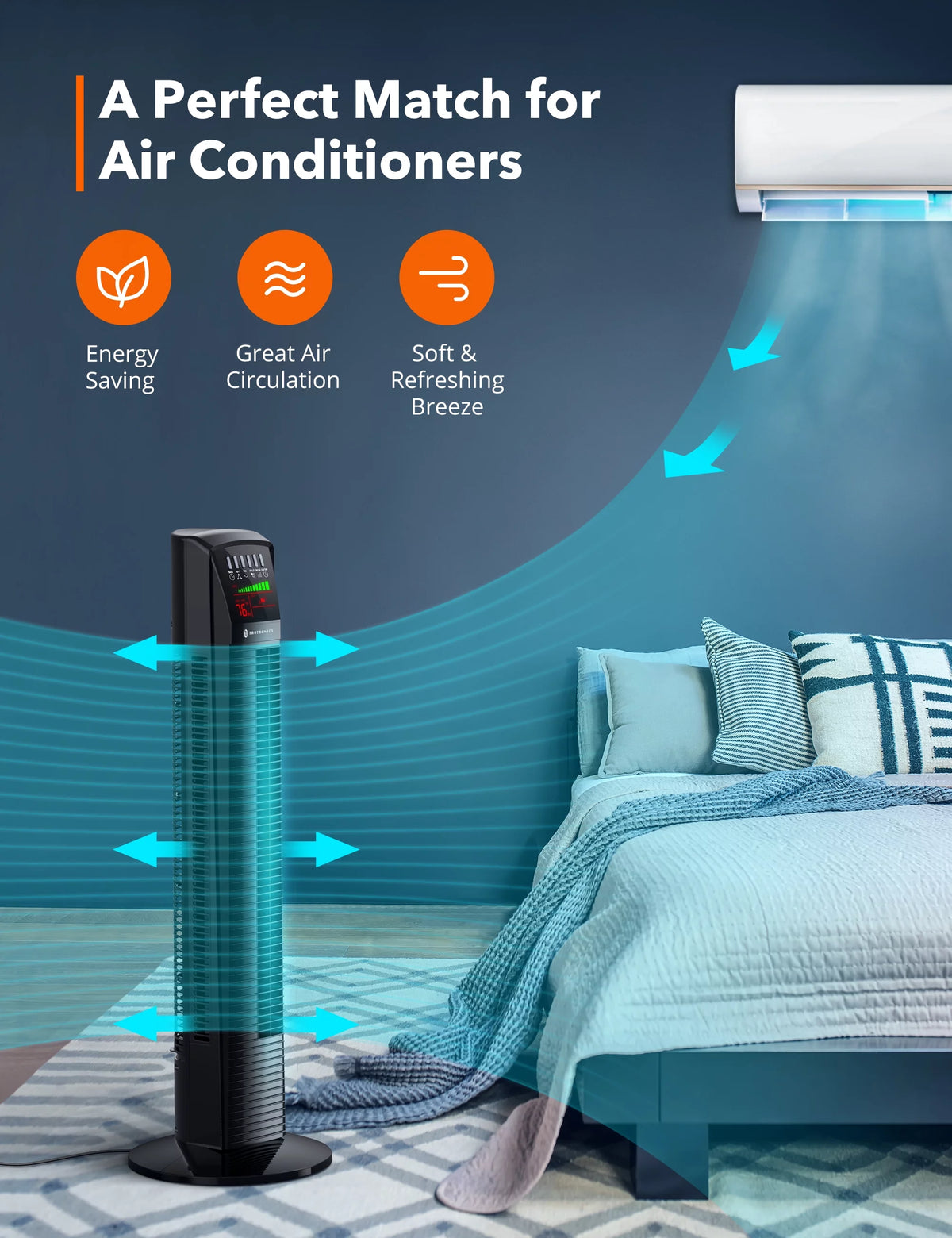 Bladeless Oscillating Tower Fan with Remote L392850