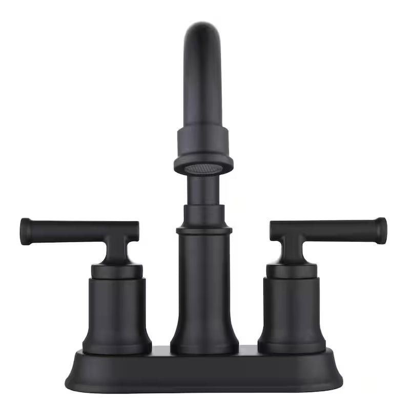 4 in. Centerset 2-Handle High-Arc Bathroom Faucet in Matte Black O13782