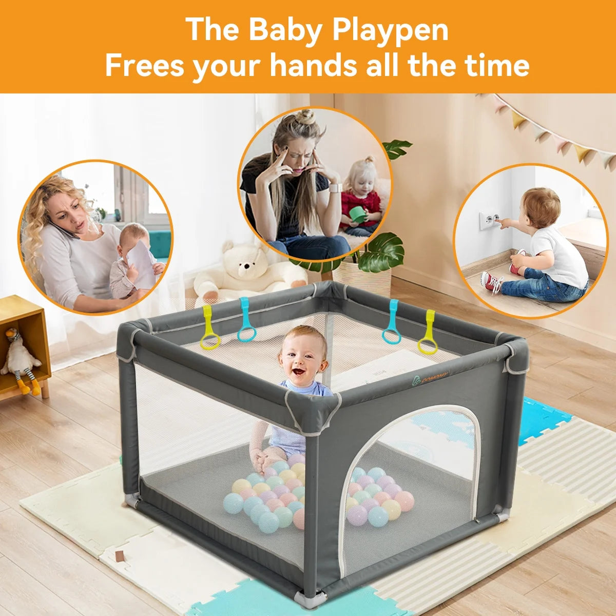 Portable Soft Mesh Baby Playpen M724057