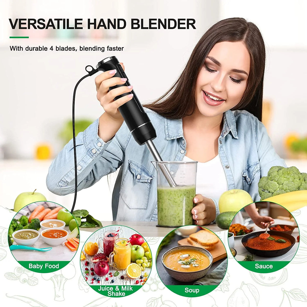 500 Watt 8 Speed Immersion Hand Blender I6954