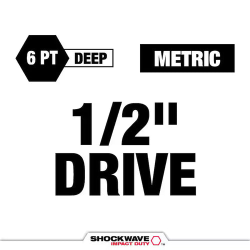 1/2 in. Drive Metric Deep Well 6 Point Impact Socket Set (14-Piece) L3909