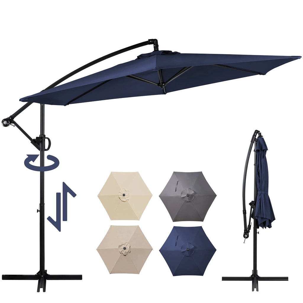 Dark Gray Offset Cantilever Umbrella with Cross Base S8111