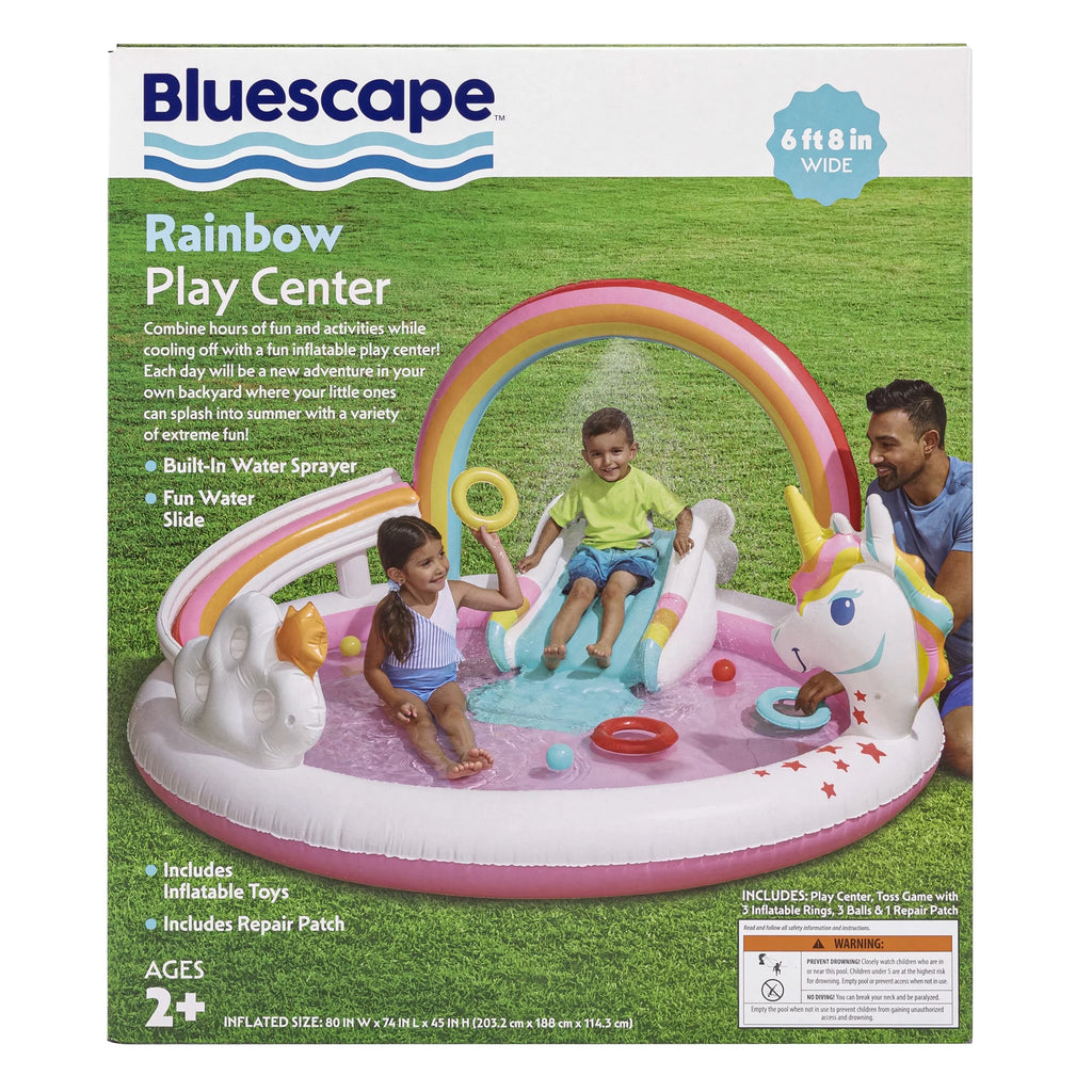 Rainbow Unicorn Kids Splash Pool with Sprinkler W945151