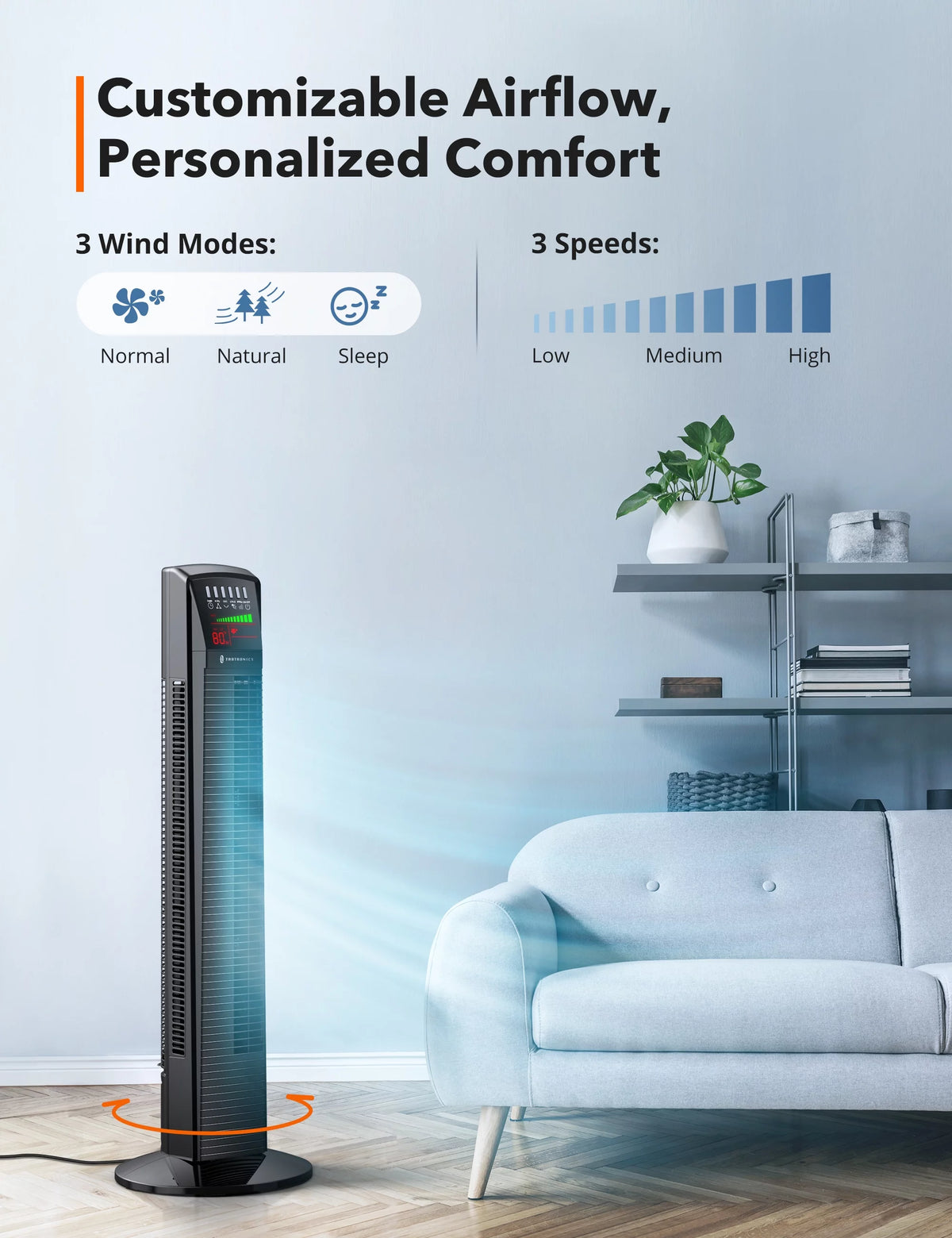 Bladeless Oscillating Tower Fan with Remote L392850