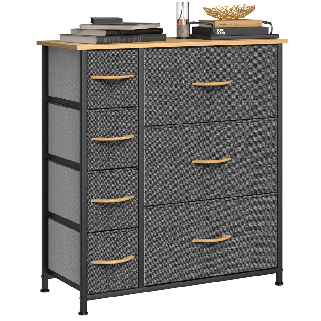 Light Gray 7 Drawer Fabric Dresser N4951