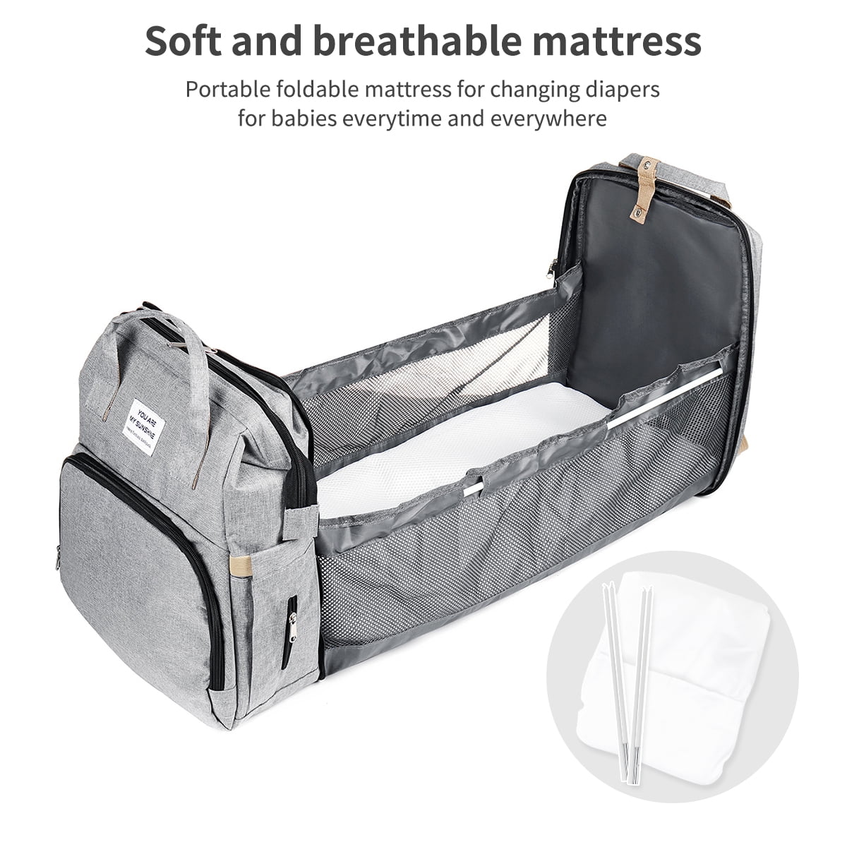 Waterproof 3 in 1 Diaper Bag Backpack with Changing Pad V220