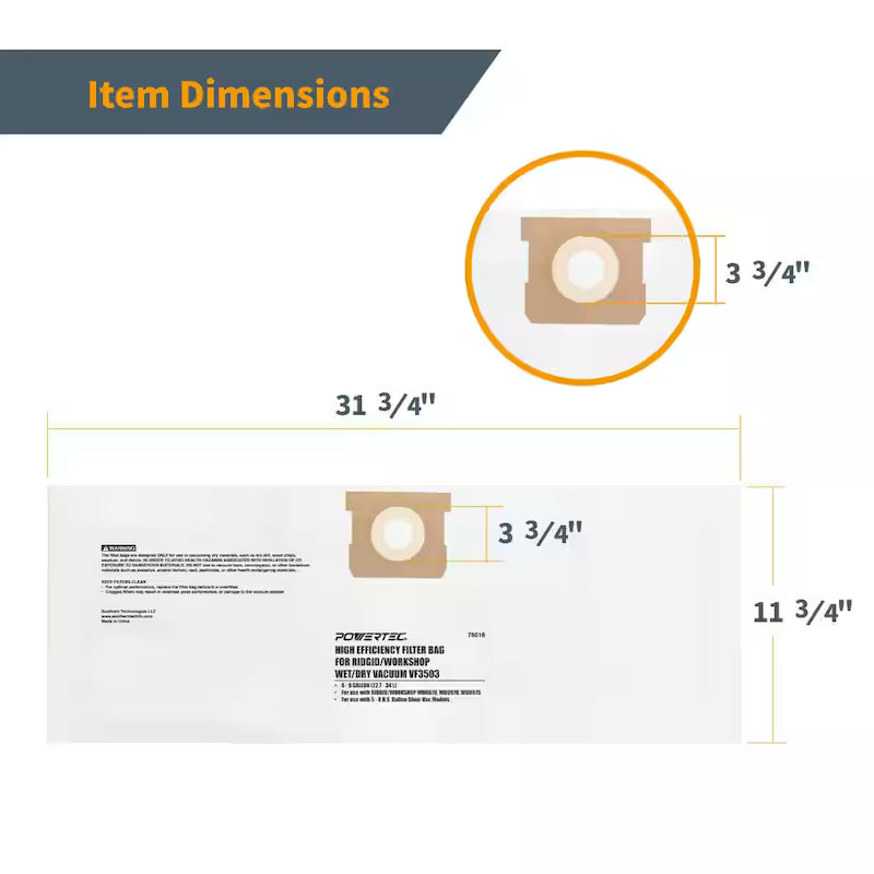 6-9 Gal. Shop Vacuum Bag 6PK C39084