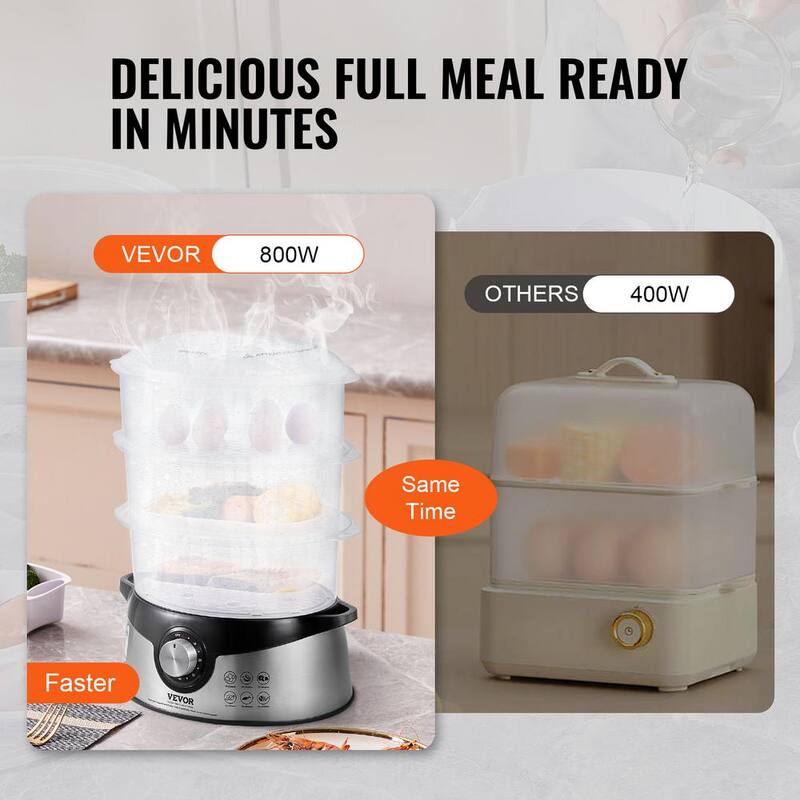 9.5 Qt Electric Food Steamer with 3-Tier Trays C986