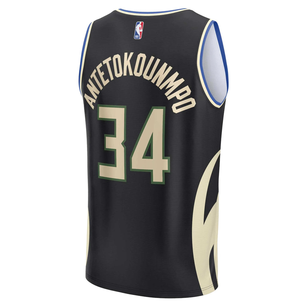 Men's Black Milwaukee Bucks Replica Player Jersey E335