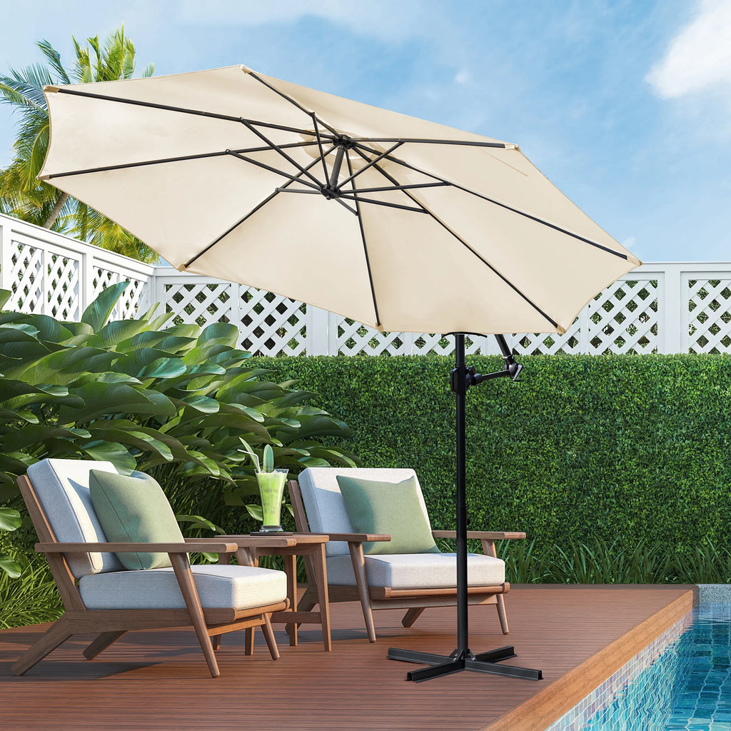 Dark Gray Offset Cantilever Umbrella with Cross Base S8111