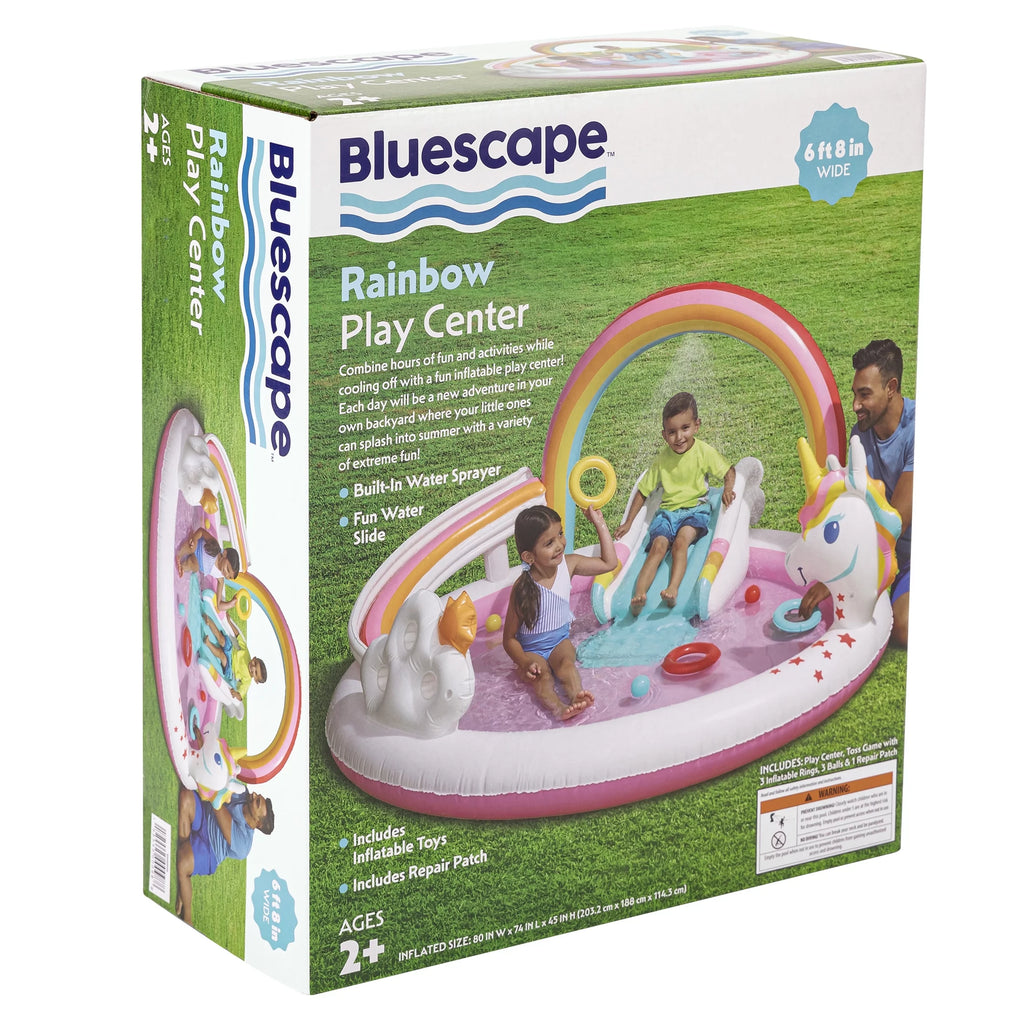 Rainbow Unicorn Kids Splash Pool with Sprinkler W945151