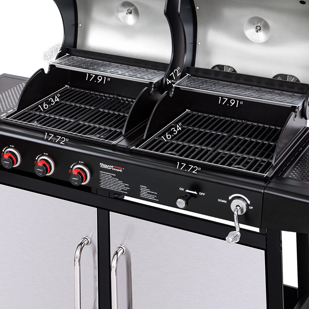 3-Burner Dual Fuel Gas and Charcoal Grill Combo S922