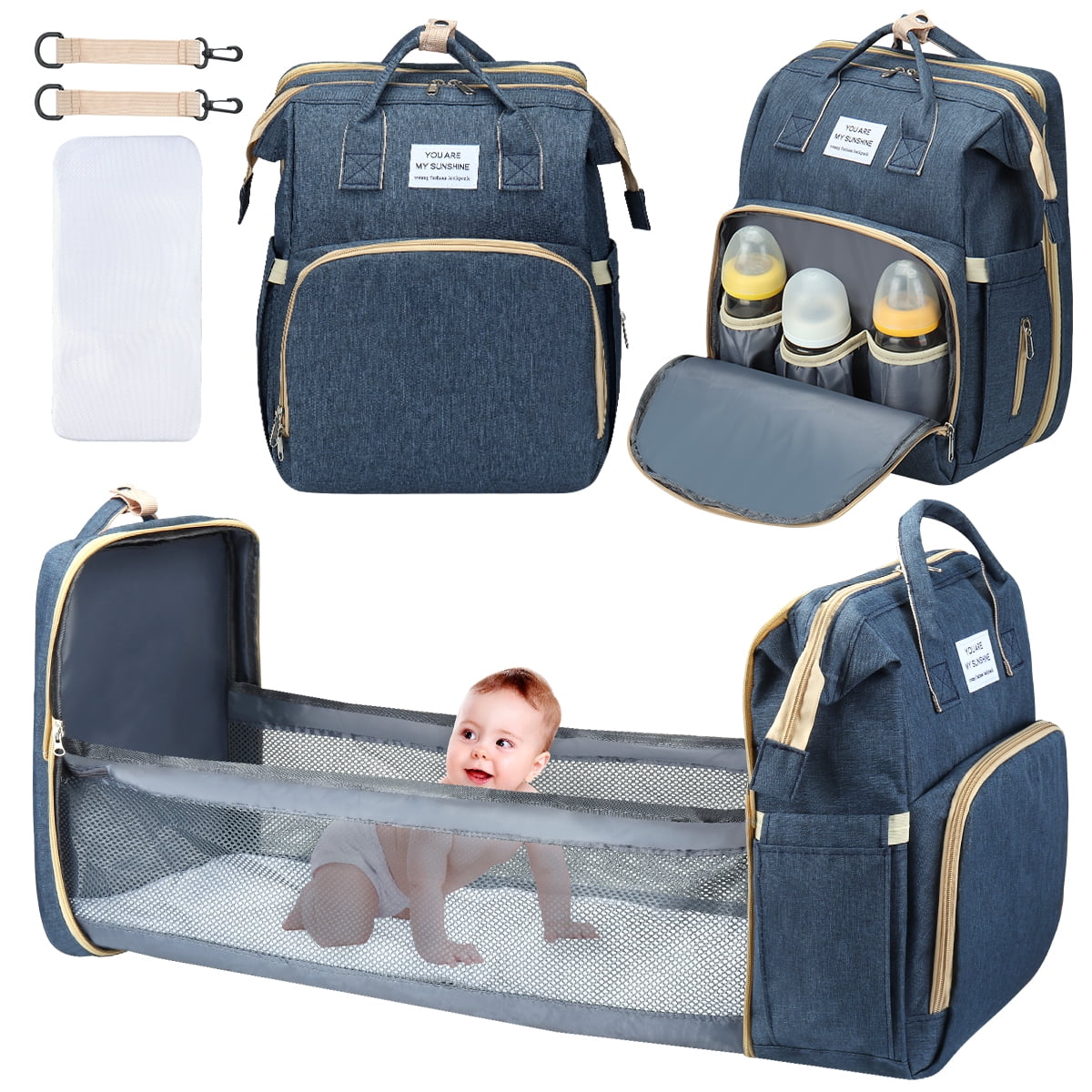 Waterproof 3 in 1 Diaper Bag Backpack with Changing Pad V220