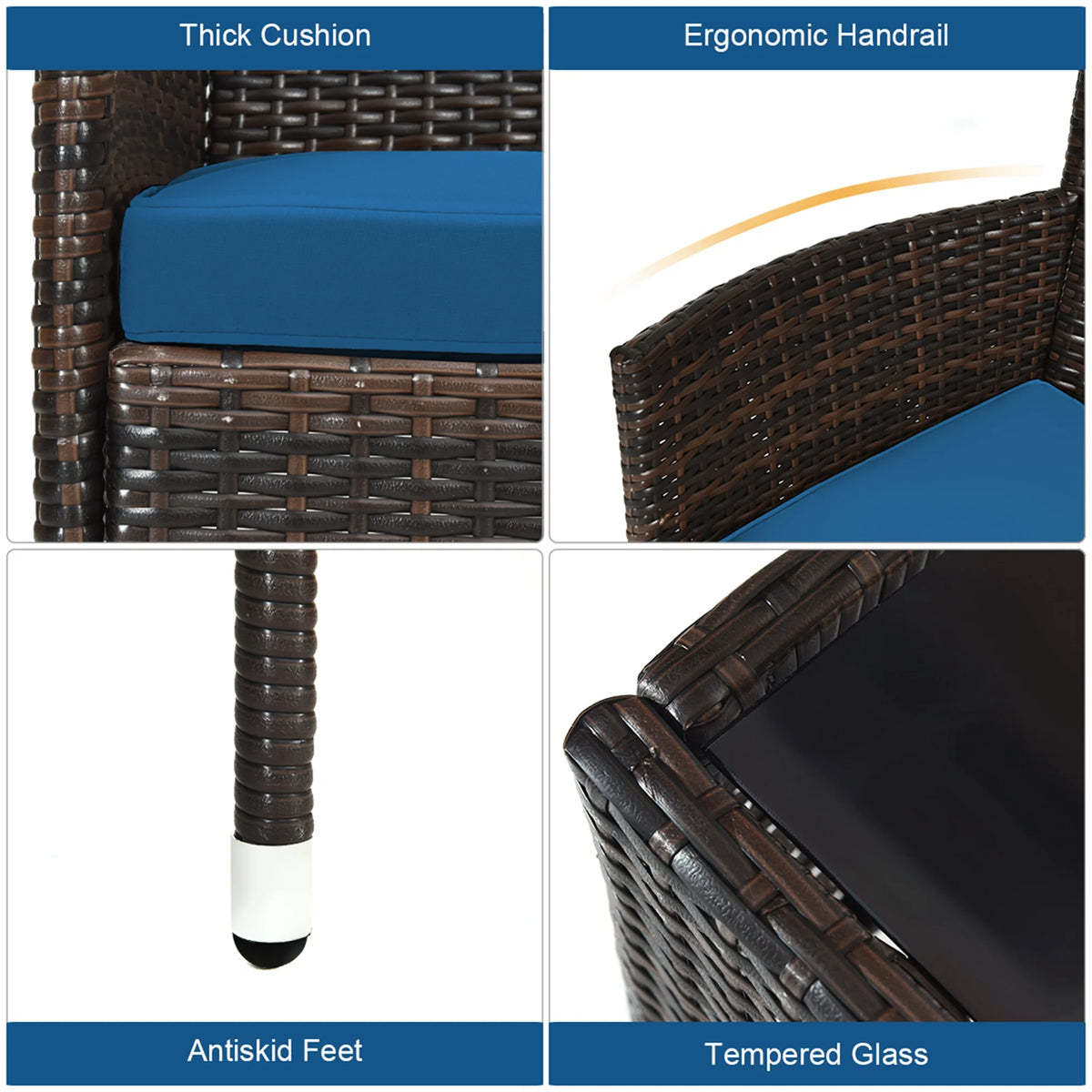 4 Pc Black Rattan Patio Furniture Set I8261