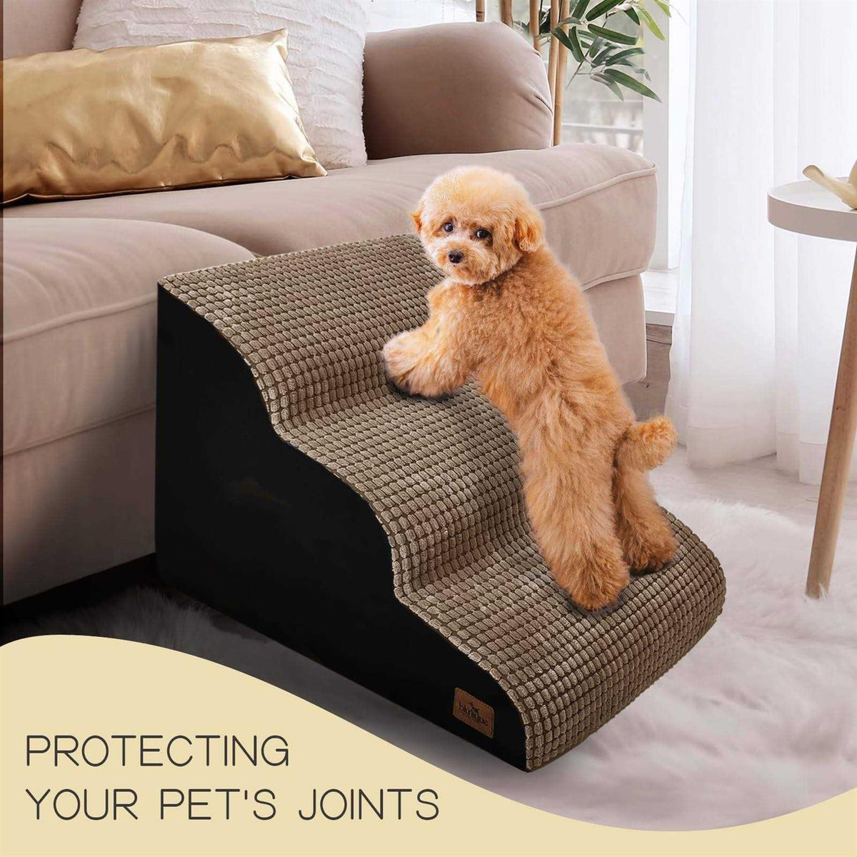 4-Step Corduroy Non-Slip High Density Foam Dog Steps E1472