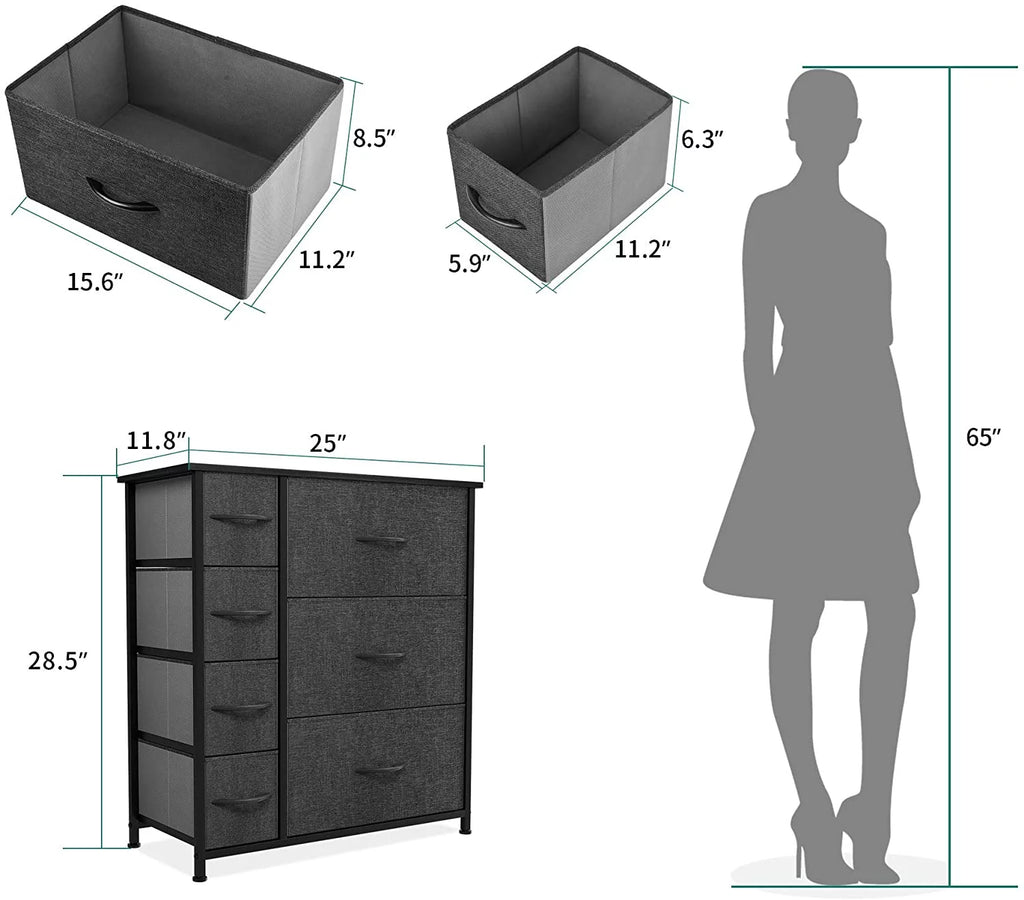 Light Gray 7 Drawer Fabric Dresser N4951