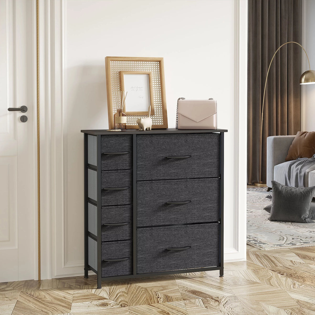 Light Gray 7 Drawer Fabric Dresser N4951