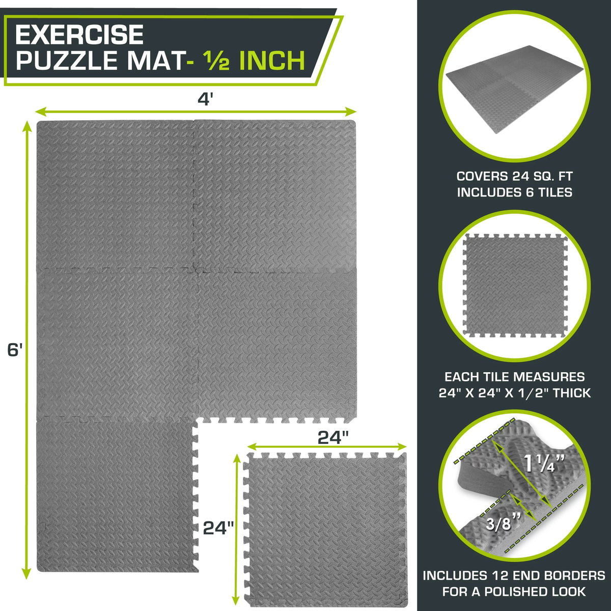 1/2 Thick EVA Foam Interlocking Exercise Mat E658