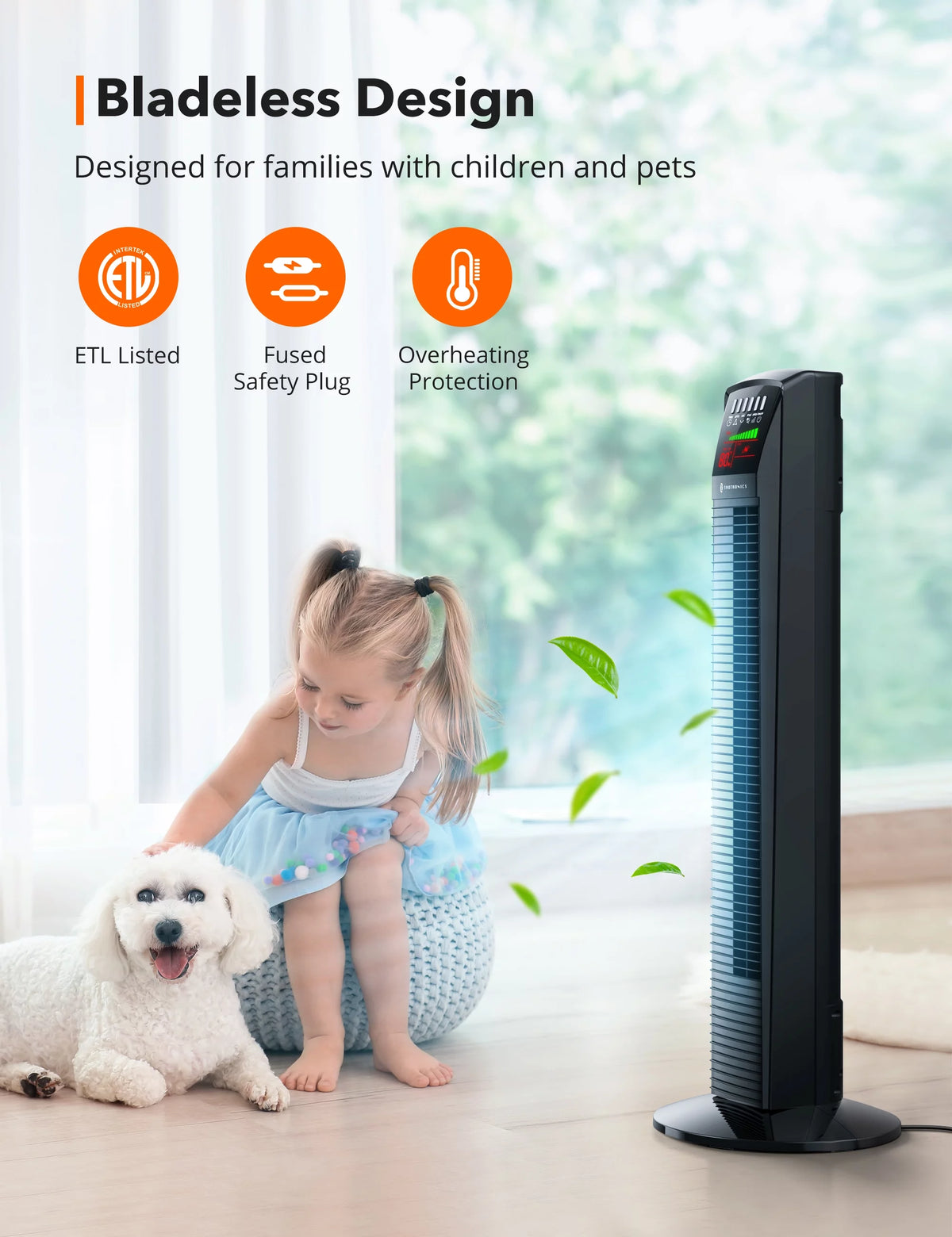 Bladeless Oscillating Tower Fan with Remote L392850