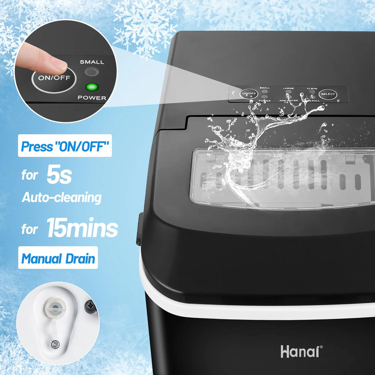 Black Portable Compact Countertop Ice Maker G12211