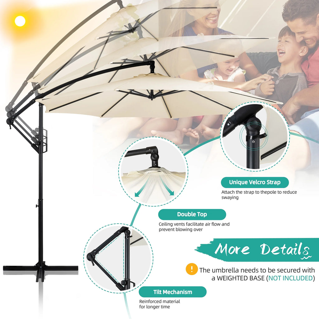Dark Gray Offset Cantilever Umbrella with Cross Base S8111