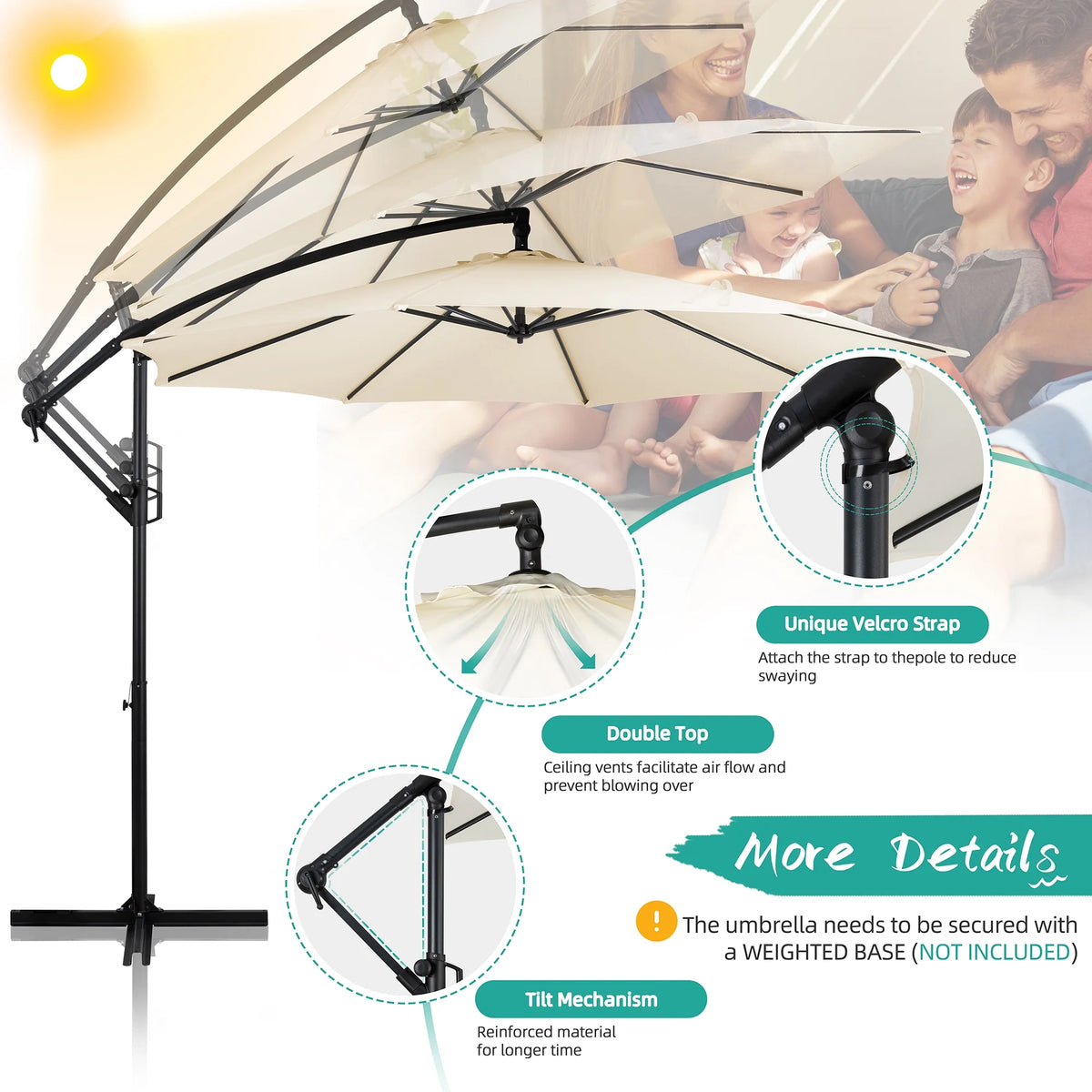 Dark Gray Offset Cantilever Umbrella with Cross Base S8111