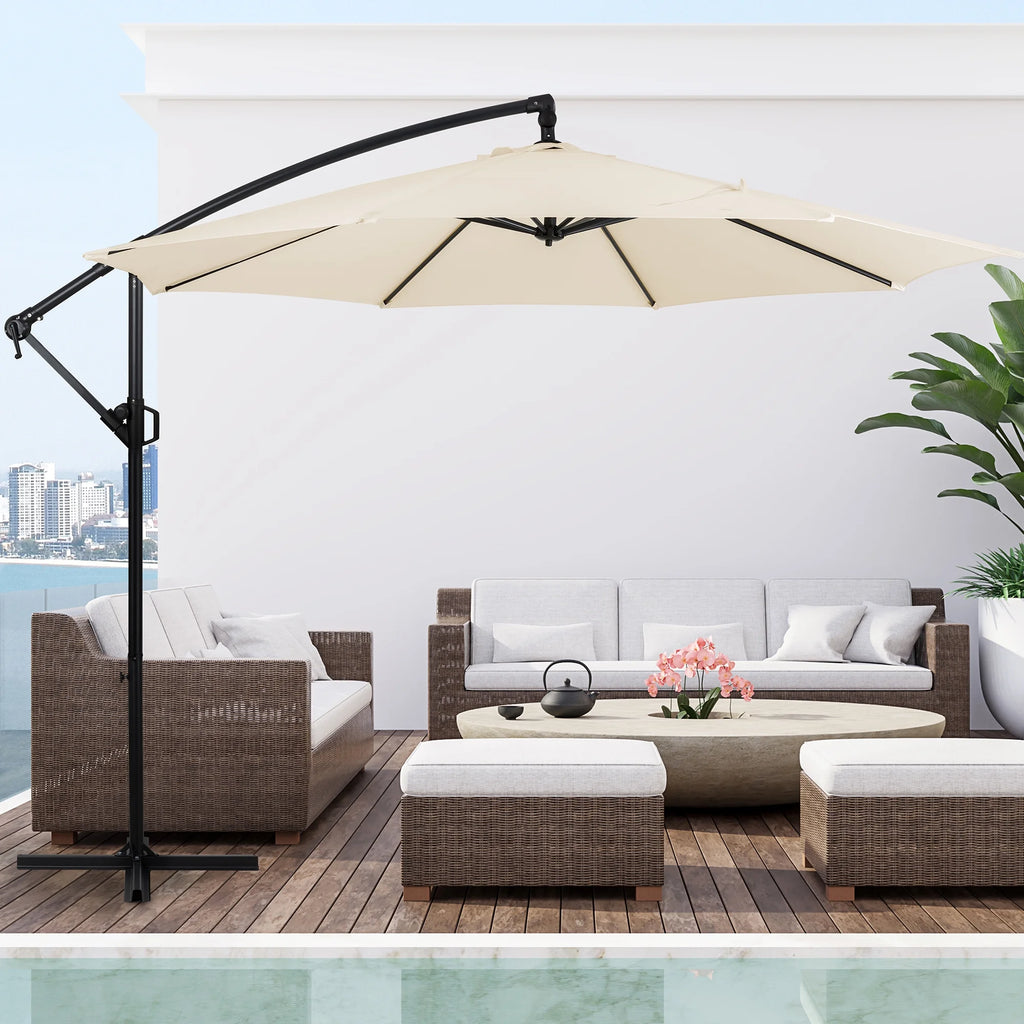 Dark Gray Offset Cantilever Umbrella with Cross Base S8111