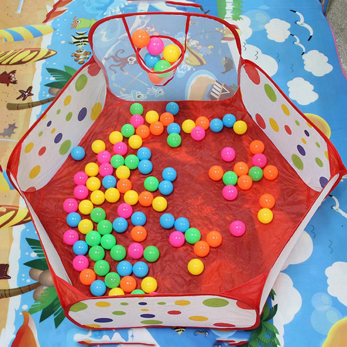 Baby Ball Pit Play Tent with Basketball Hoop Y12004