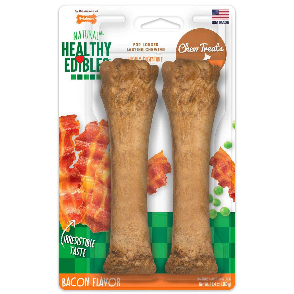 Bacon Dog Chew Treats 8-inch 2 count F69685